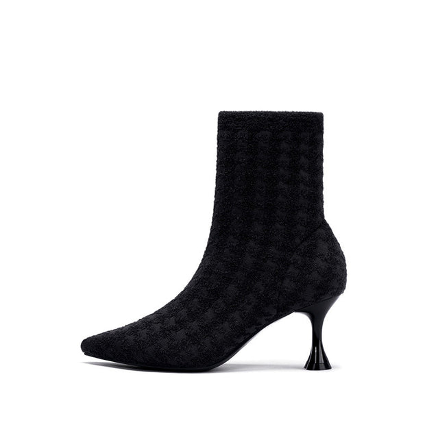 Pointed Toe Stiletto Heel Stretch Ankle Boots-0