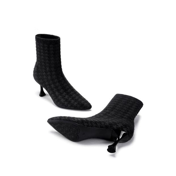 Pointed Toe Stiletto Heel Stretch Ankle Boots-3