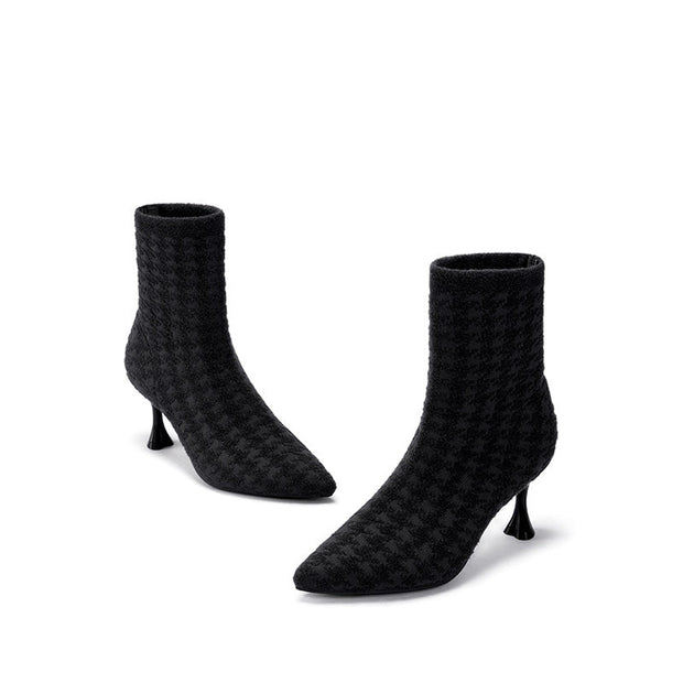 Pointed Toe Stiletto Heel Stretch Ankle Boots-4