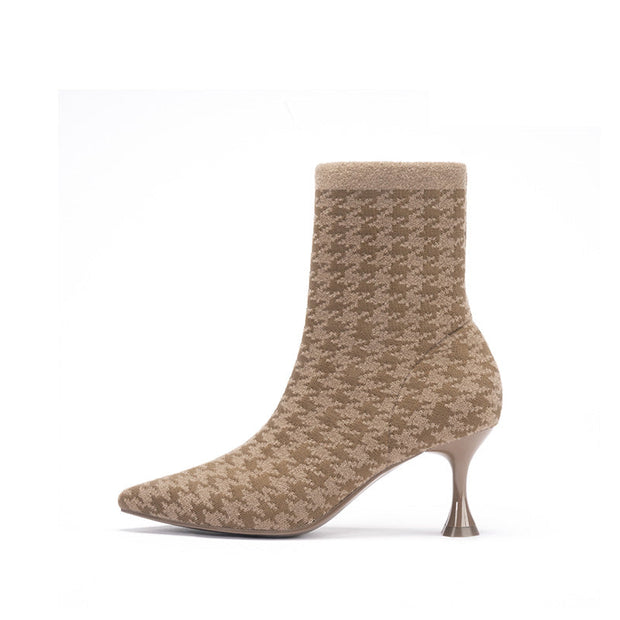 Pointed Toe Stiletto Heel Stretch Ankle Boots-6