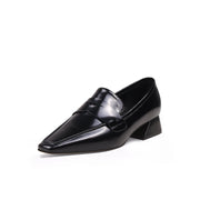 Pointed Toe Trapezoid Heel Loafers-1