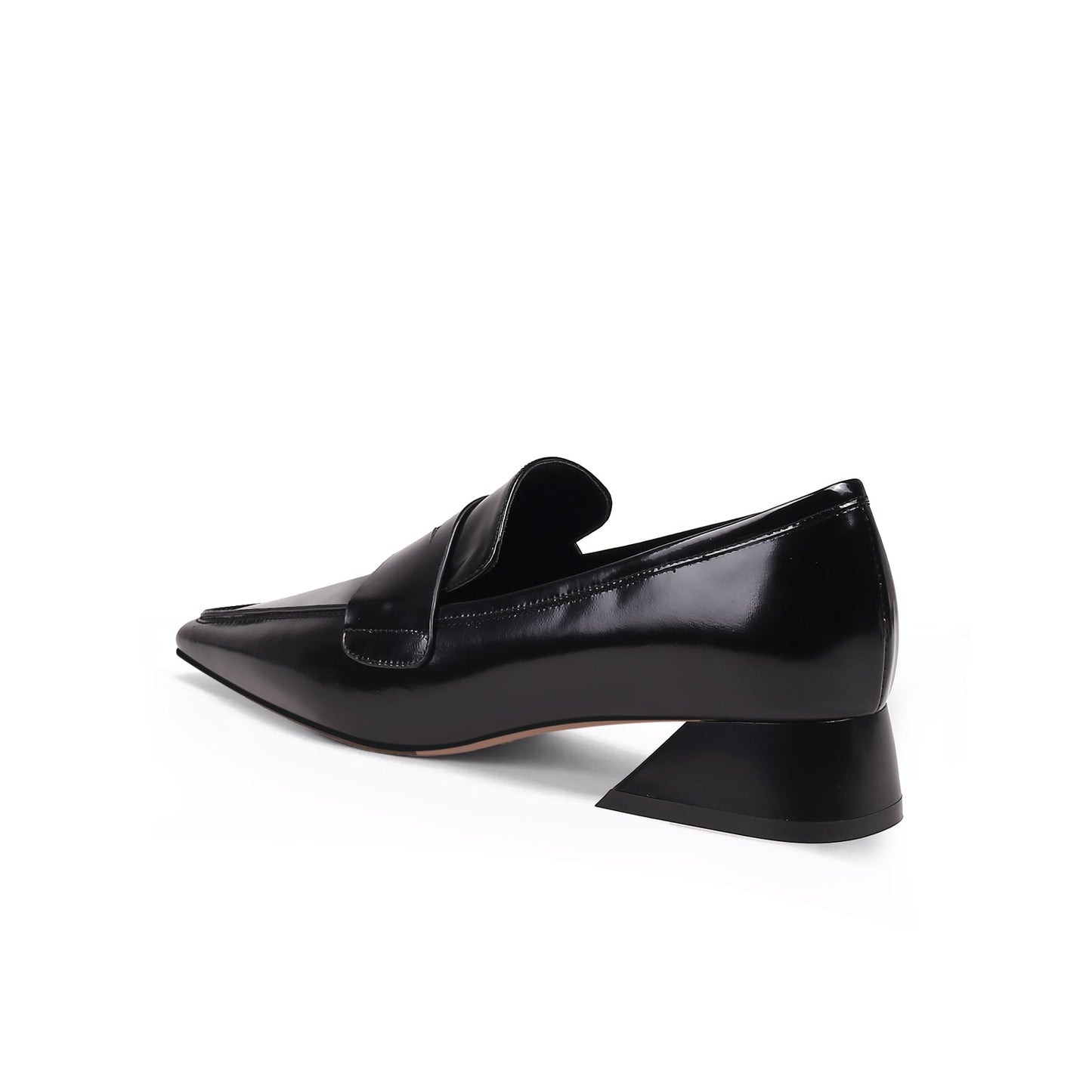 Pointed Toe Trapezoid Heel Loafers-3