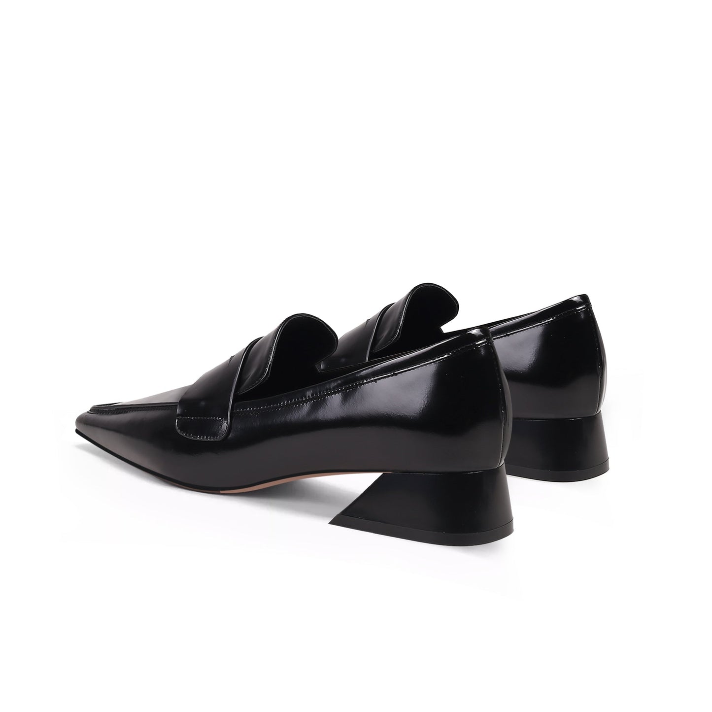 Pointed Toe Trapezoid Heel Loafers-4
