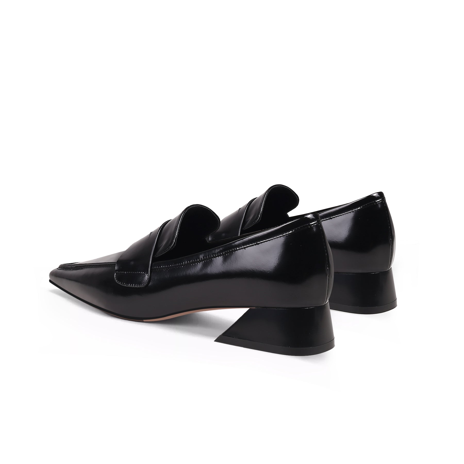 Pointed Toe Trapezoid Heel Loafers-4