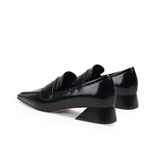Pointed Toe Trapezoid Heel Loafers-4