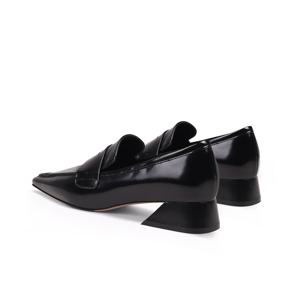 Pointed Toe Trapezoid Heel Loafers-4