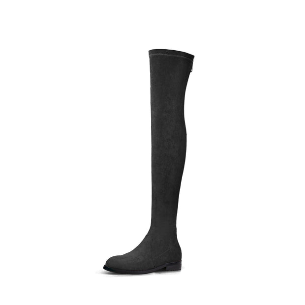 Posh Low Heel Thigh Boots with Full Back Zipper-1