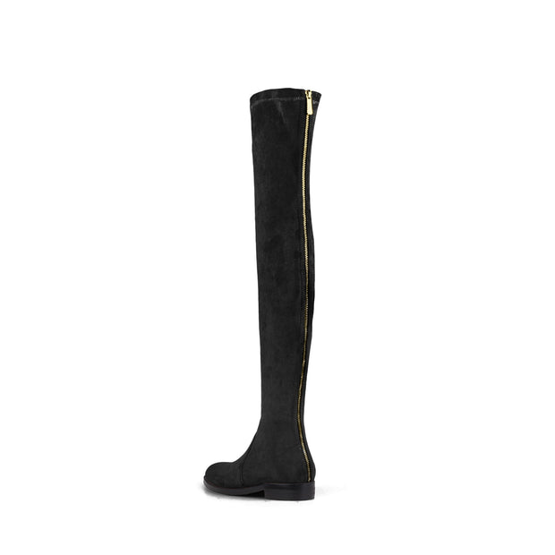 Posh Low Heel Thigh Boots with Full Back Zipper-3