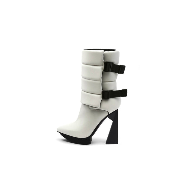 Puffy Leather Platform Boots-6
