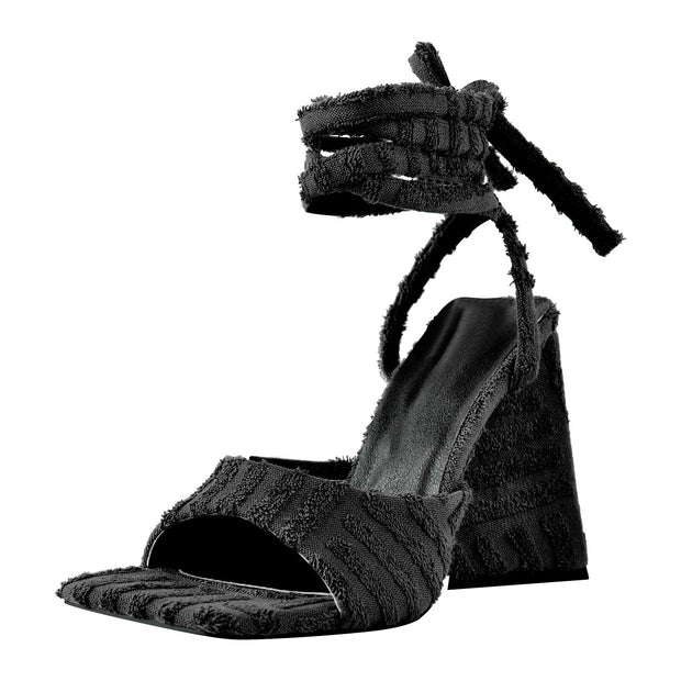 Retro Tie Up Block Heel Sandals-1