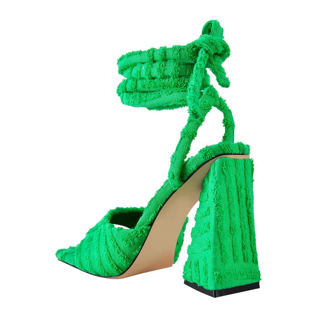 Retro Tie Up Block Heel Sandals-4
