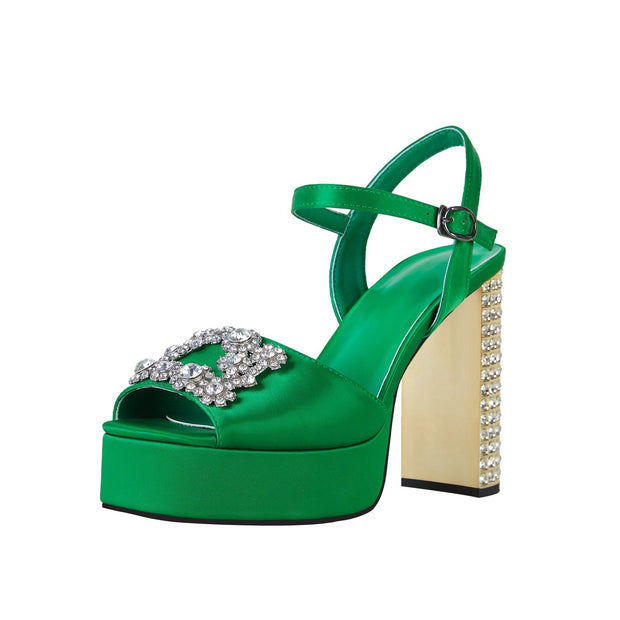 Rhinestone Chunky Platform Sandals-2