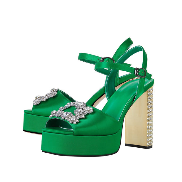 Rhinestone Chunky Platform Sandals-4