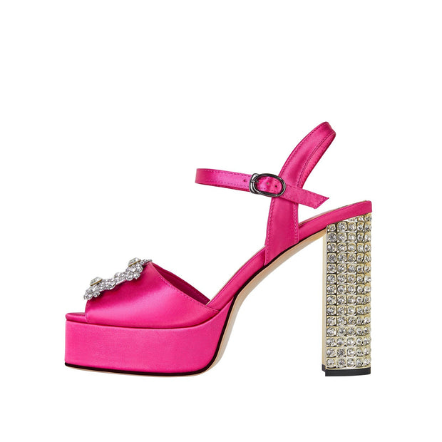 Rhinestone Chunky Platform Sandals-5