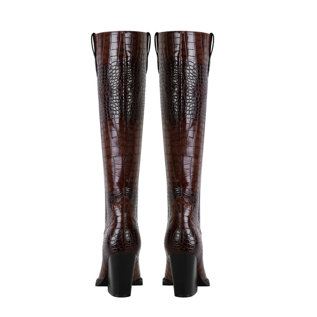 Rich Tone Leather Country Knee High Boots-3