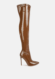 Riggle Long Patent Pu High Heel Boots-5