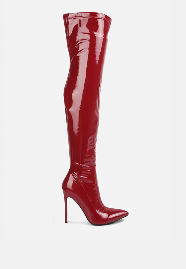 Riggle Long Patent Pu High Heel Boots-6
