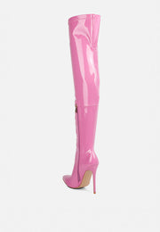 Riggle Long Patent Pu High Heel Boots-3