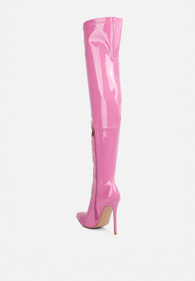Riggle Long Patent Pu High Heel Boots-3