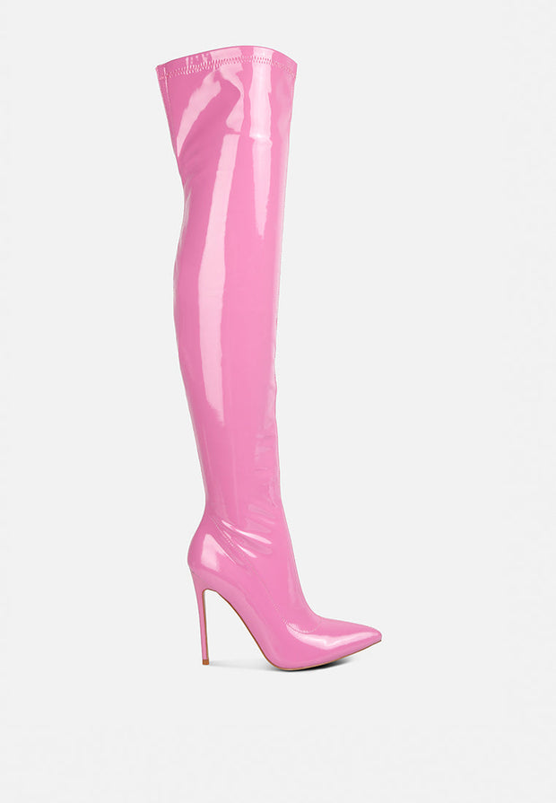 Riggle Long Patent Pu High Heel Boots-0