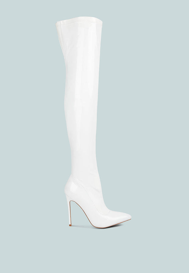 Riggle Long Patent Pu High Heel Boots-7