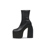 Rising Black Leather Platform Boots-0