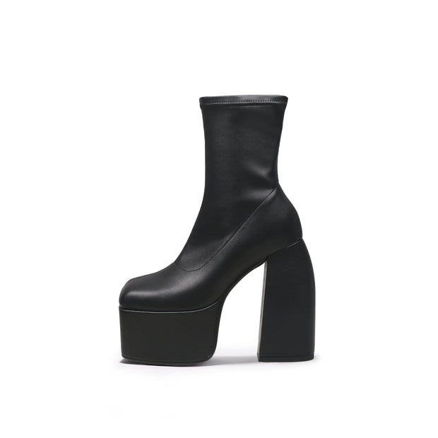 Rising Black Leather Platform Boots-0