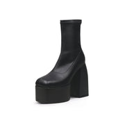 Rising Black Leather Platform Boots-1