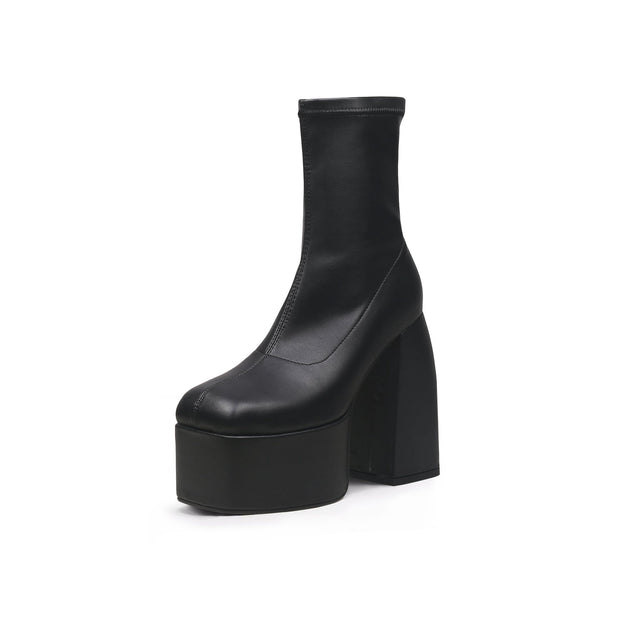 Rising Black Leather Platform Boots-1