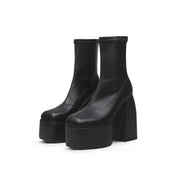 Rising Black Leather Platform Boots-4