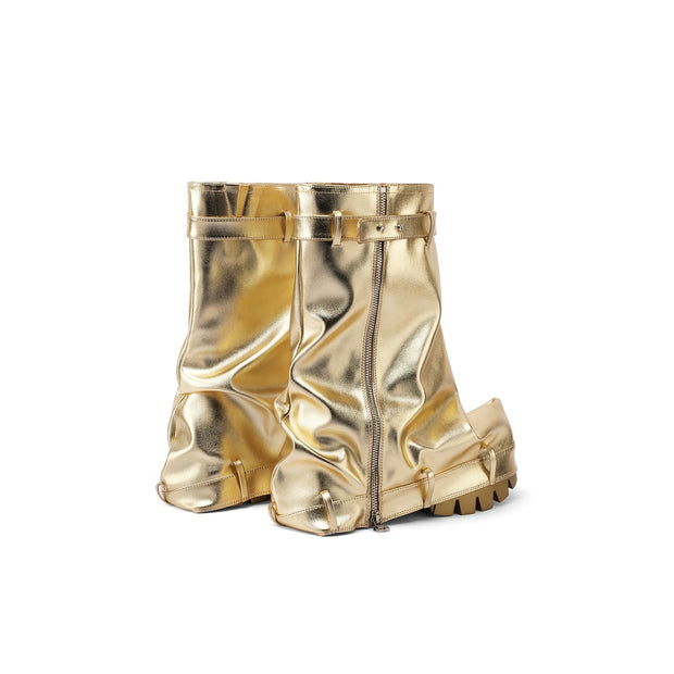 Ruched Loose Fit Metallic Boots-4