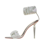 Ruched Open Toe Ankle Strap Icicle Stiletto Sandals-6