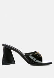 Salisbury Horsebit Buckle Triangular Block Heel Sandals-6