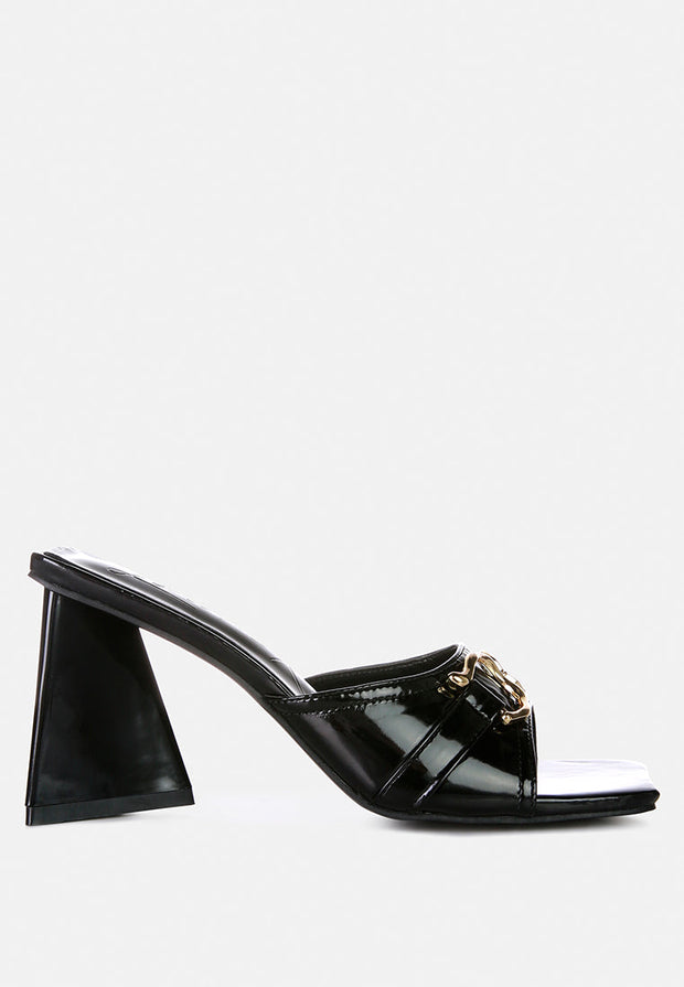 Salisbury Horsebit Buckle Triangular Block Heel Sandals-6