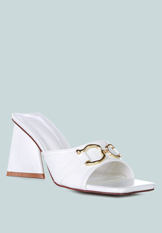 Salisbury Horsebit Buckle Triangular Block Heel Sandals-1
