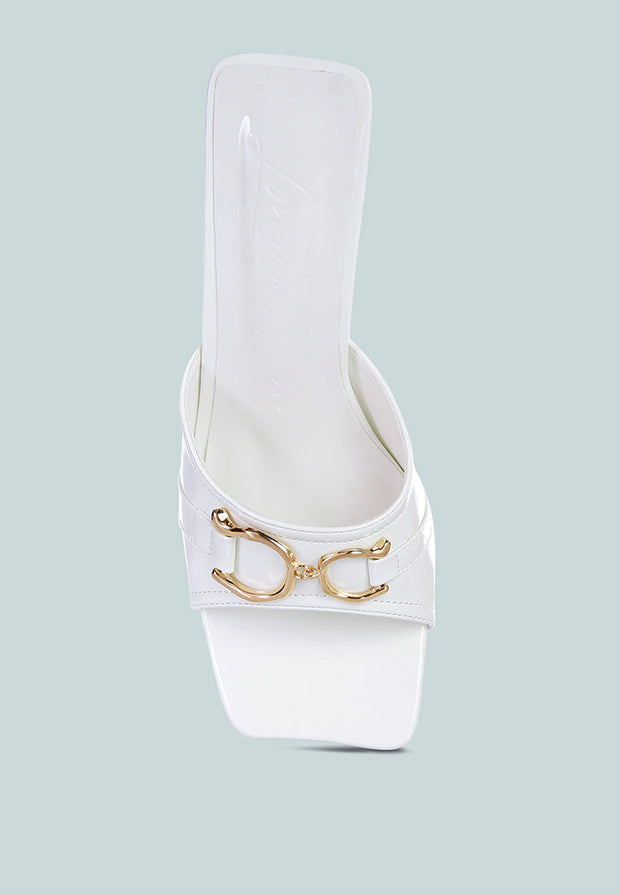 Salisbury Horsebit Buckle Triangular Block Heel Sandals-3