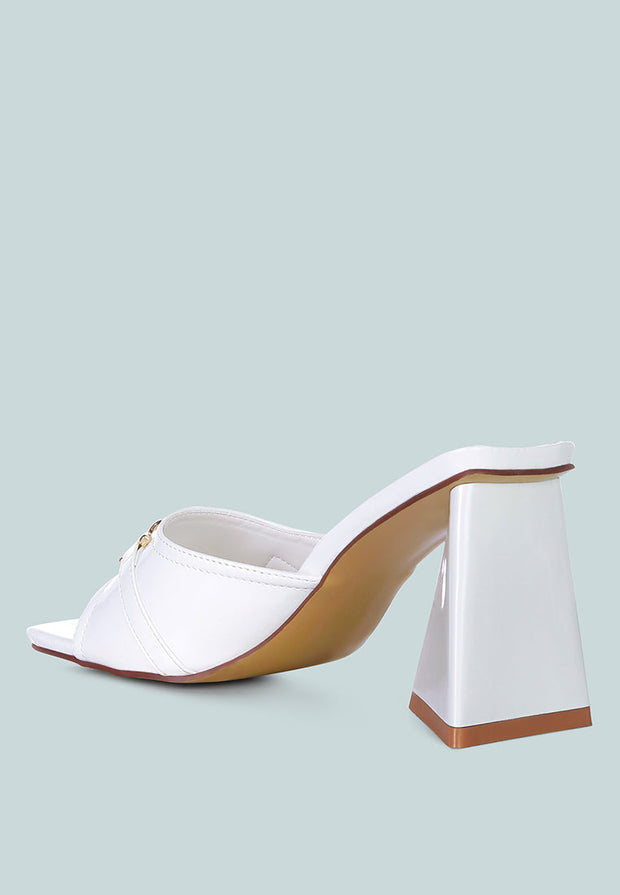 Salisbury Horsebit Buckle Triangular Block Heel Sandals-2