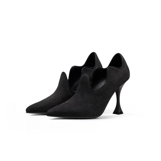 Scallop Wavy Suede Stiletto Pumps-1