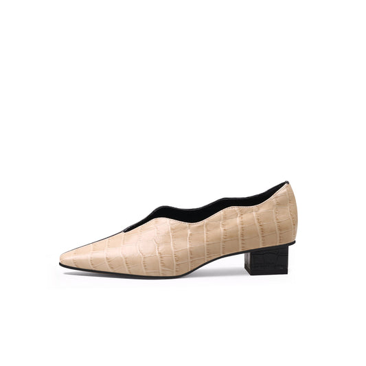Scalloped Block Heel Pumps-0