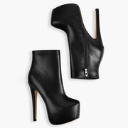 Sexy Black Platform Round Toe Stiletto Boots-4