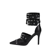 Sexy Black Pointed Toe Buckle Ankle Strap Stiletto Heels-4