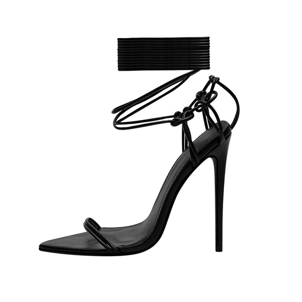 Sexy Skinny Strap Black Stiletto Sandals-1
