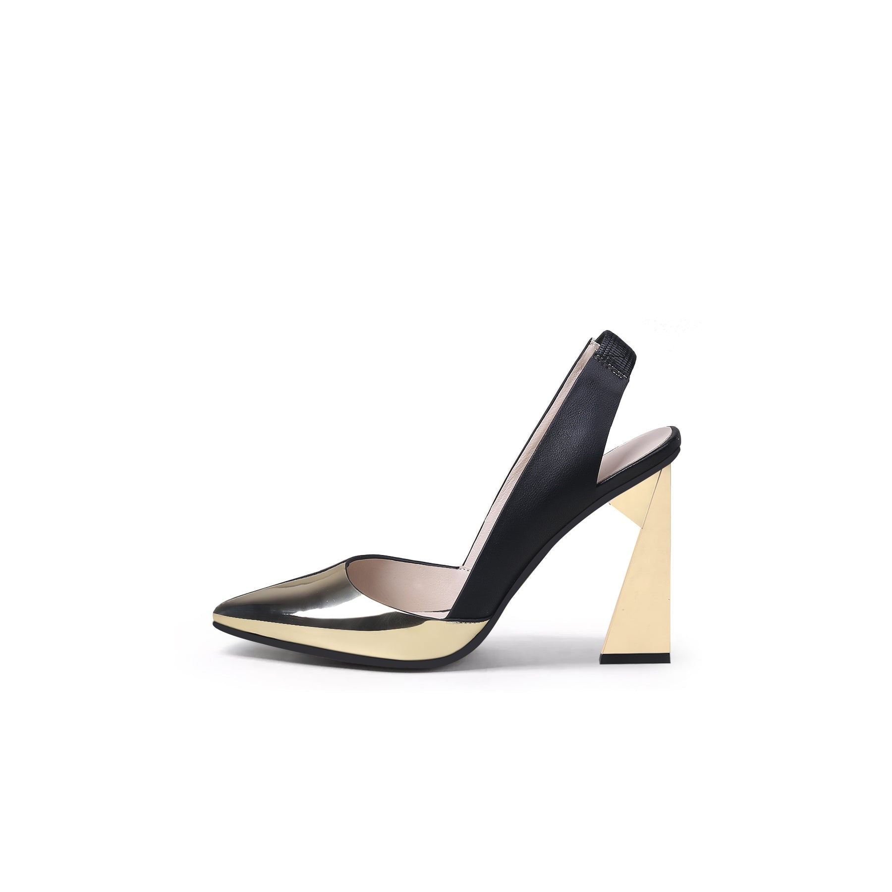 Shimmer Slingback Pointed Trape Heel Pumps-0