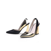 Shimmer Slingback Pointed Trape Heel Pumps-4
