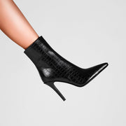 Sleek Black Leather Pointed Ankle Boots-1