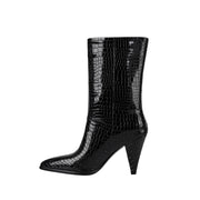 Sleek Wide Fit Black Mid Calf Boots-0