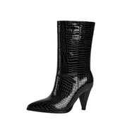 Sleek Wide Fit Black Mid Calf Boots-1