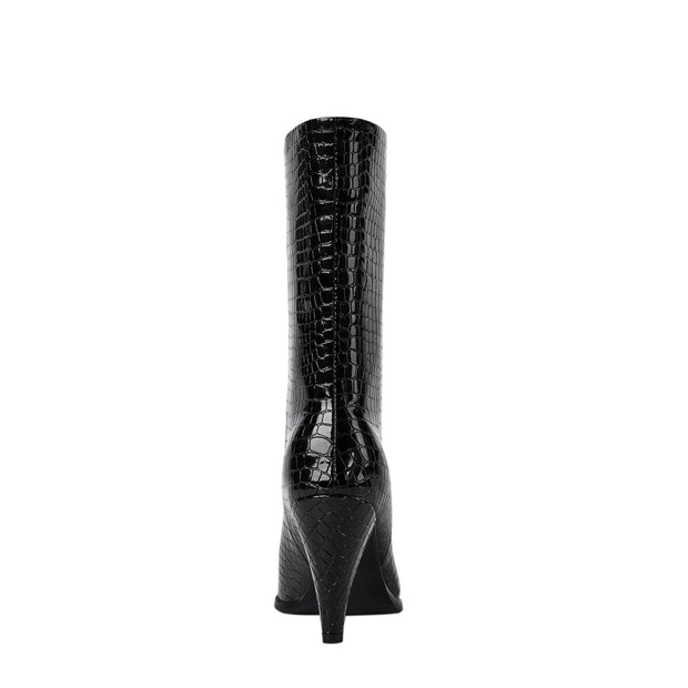 Sleek Wide Fit Black Mid Calf Boots-2