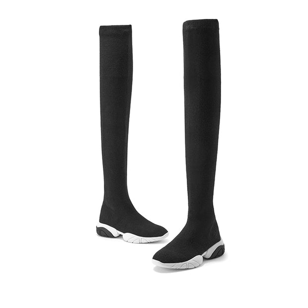 Slimming Stretchy Thermal Over the Knee Boots-1