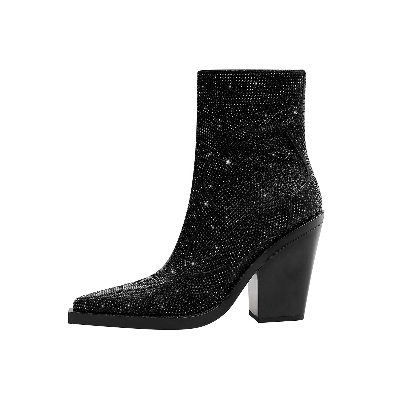 Sparkly Festive Rhinestone Pointed Toe Boots-0